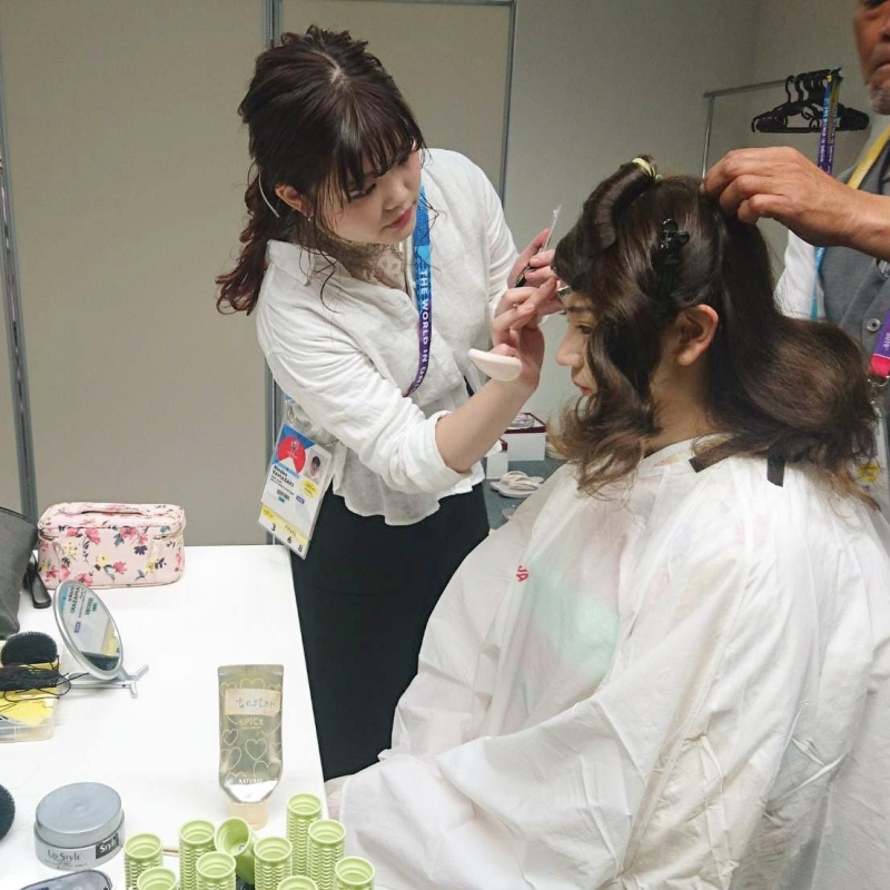 2019年のラグビーワールドカップでミス日本の方々へのヘアメイクをさせて頂きました。とても貴重な経験でした！
